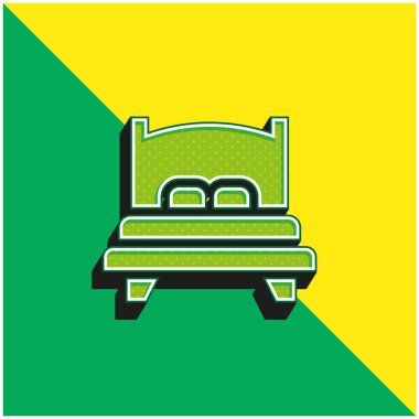 Yatak Yeşil ve Sarı Modern 3D vektör simgesi logosu