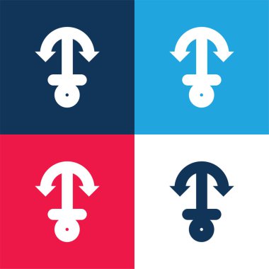 Çapa mavi ve kırmızı dört renk minimal simge kümesi