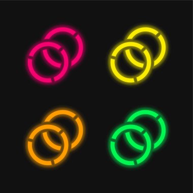 Bilezikler dört renk parlayan neon vektör simgesi