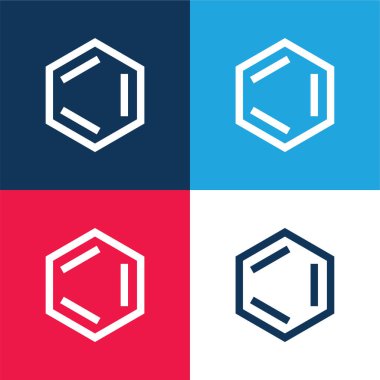 Benzen mavi ve kırmızı dört renk minimal simge kümesi