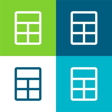 Büyük Düzen Düz 4 renk en küçük simge seti