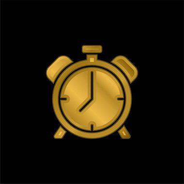 Alarm Saati altın kaplamalı metalik simge veya logo vektörü
