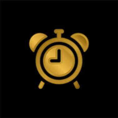 Alarm Saati altın kaplamalı metalik simge veya logo vektörü