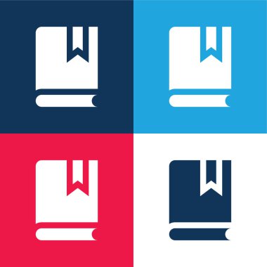 Gündem mavi ve kırmızı dört renk minimal simge kümesi