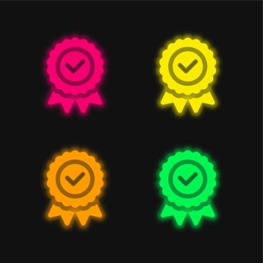 Dört renk parlayan neon vektör simgesi