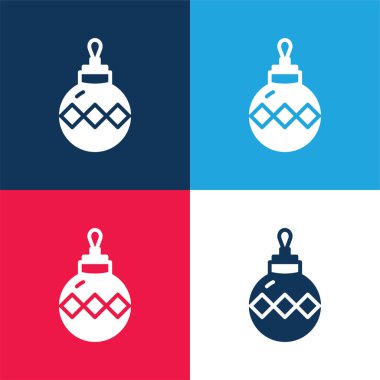 Bauble mavi ve kırmızı dört renk en düşük simge kümesi