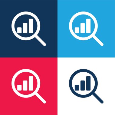 Analitik mavi ve kırmızı dört renk minimal simge kümesi