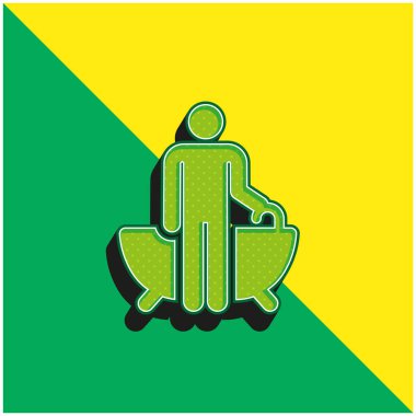 Küvet Yeşil ve sarı modern 3D vektör simgesi logosu