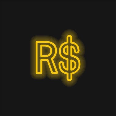 Brazil Real Symbol yellow glowing neon icon clipart