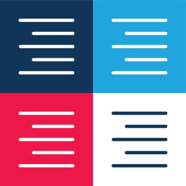 Sağ mavi ve kırmızı dört renk en düşük simge kümesini hizala