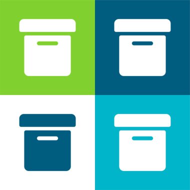 Kutu Kenarı Görünümü Düz 4 renk minimal simgesi seti