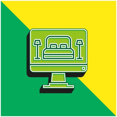 Yeşil ve sarı modern 3d vektör logosu rezervasyon ediliyor