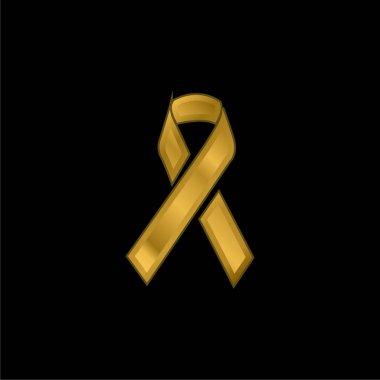 Awareness Ribbon gold plated metalic icon or logo vector clipart