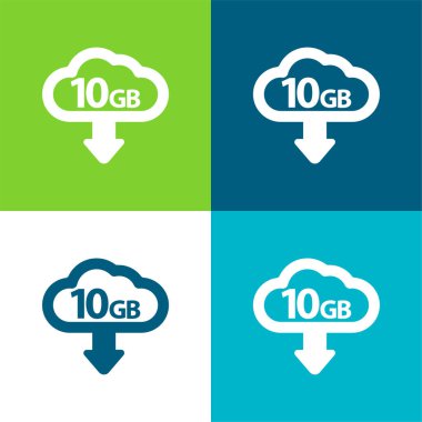 10 Gb İndirme Düz 4 renk minimal simgesi seti
