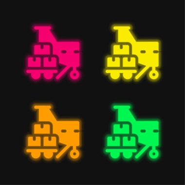 Hava dört renk parlayan neon vektör simgesi