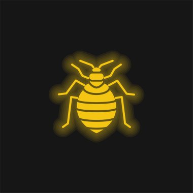 Bed Bug yellow glowing neon icon clipart