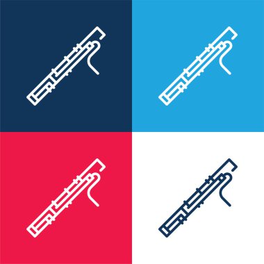 Bassoon blue and red four color minimal icon set clipart