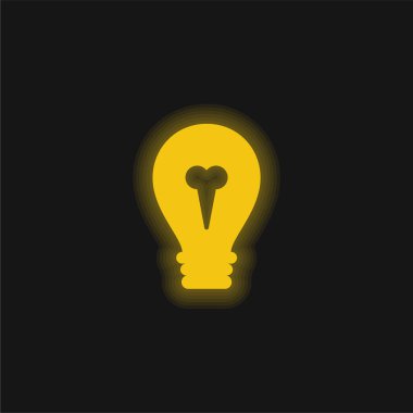 Büyük Ampul sarı parlak neon simgesi