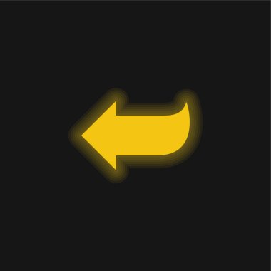 Arrow Shape Pointing To Left yellow glowing neon icon clipart
