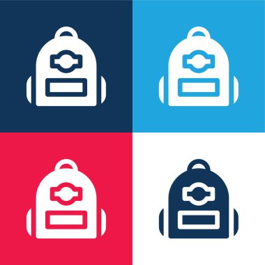 Poşet mavi ve kırmızı dört renk minimal simge seti