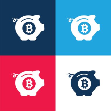 Bitcoin Güvenli Domuz Mavi ve kırmızı En az dört renk simgesi