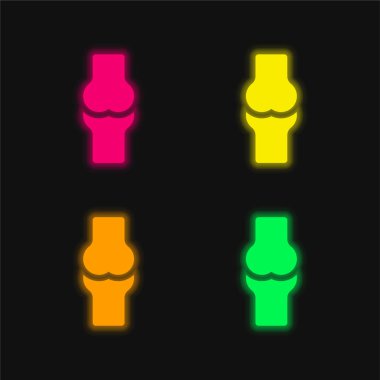 Kemik dört renk parlayan neon vektör simgesi