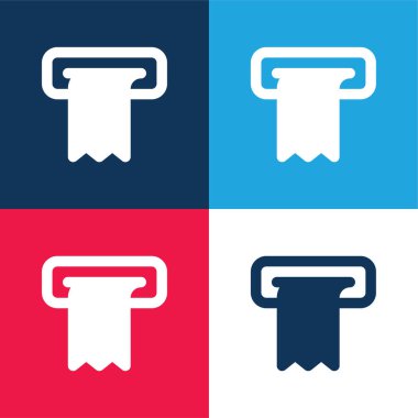 Fatura Makinesi mavi ve kırmızı dört renk minimal simgesi seti