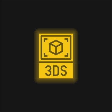 3ds sarı parlayan neon simgesi