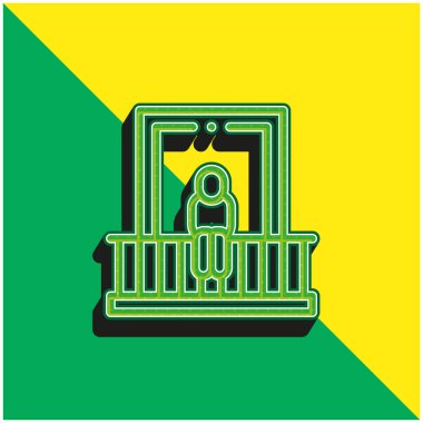 Balkon Yeşil ve Sarı 3D vektör simgesi logosu