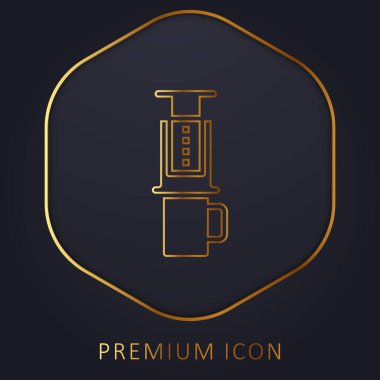 Uçak altın çizgisi prim logosu veya simgesi