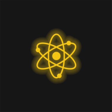 Atomlar sarı parlayan neon simgesi