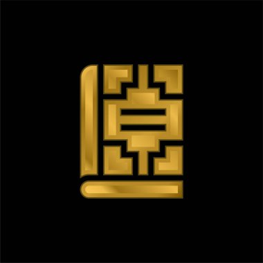 Kitap altın kaplamalı metalik simge veya logo vektörü