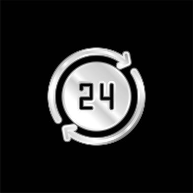 24 Saat Gümüş Kaplama Metalik Simge