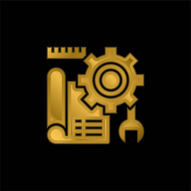 Mimari altın kaplama metalik simge veya logo vektörü