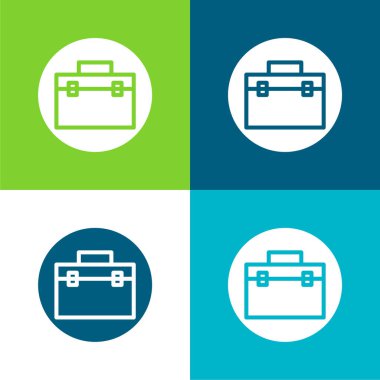 Evrak çantası Düz 4 renk minimal simgesi seti