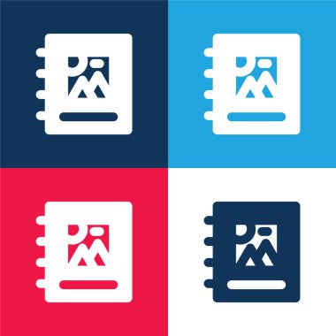 Albüm mavi ve kırmızı dört renk en düşük simge kümesi