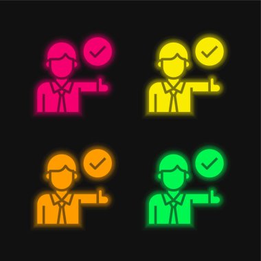 Parlak neon vektör simgesini onayla