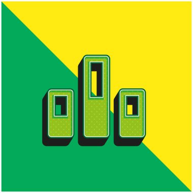 Çubuk Grafik Yeşil ve Sarı 3D vektör simgesi logosu