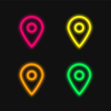 Big Map Placeholder Outlined Symbol Of Interface four color glowing neon vector icon clipart
