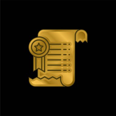 Agreement gold plated metalic icon or logo vector clipart