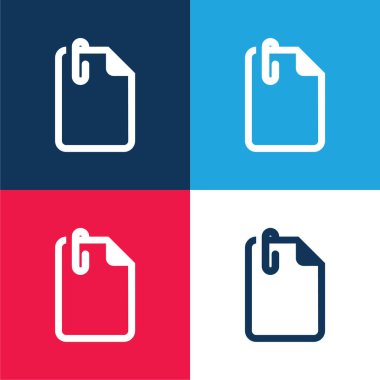 Attach File blue and red four color minimal icon set clipart