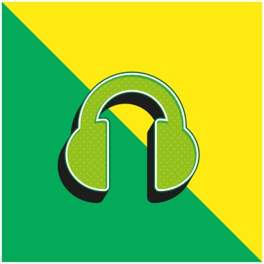 Siyah Kulaklıklar Yeşil ve Sarı Modern 3D vektör simgesi logosu