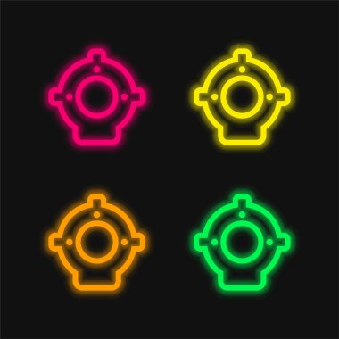 Aqualung four color glowing neon vector icon clipart