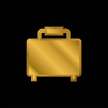 Bagaj Silueti altın kaplama metalik simge veya logo vektörü