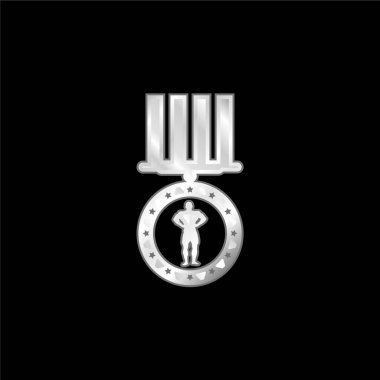 Bodybuilding Medal Variant silver plated metallic icon clipart