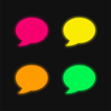 Siyah Konuşma Kabarcığı dört renk parlayan neon vektör simgesi