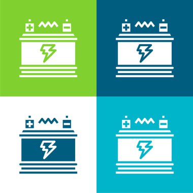 Batarya Düz 4 renk en küçük simge seti