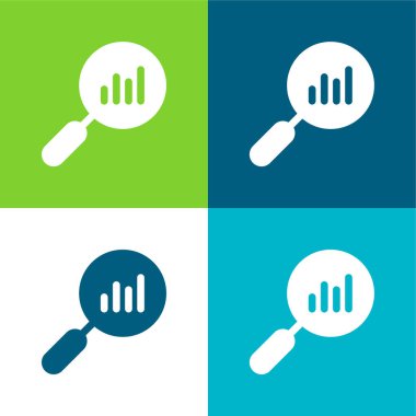 Analytics Flat four color minimal icon set clipart