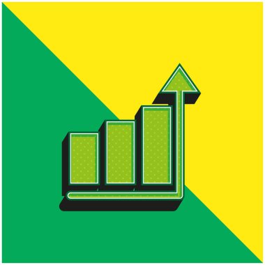 Çubuk Grafik Yeşil ve Sarı 3D vektör simgesi logosu