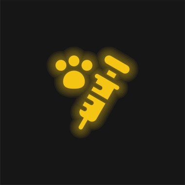 Hayvan Aşısı Sarı Parlak Neon simgesi